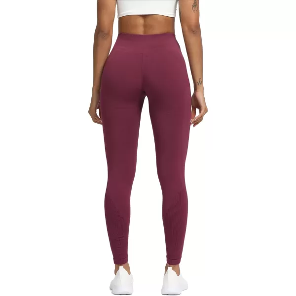Aoxjox Seamless Legging for Women Carbon Tummy Control Workout Gym Sport Active Yoga Fitness PantsGrape Red