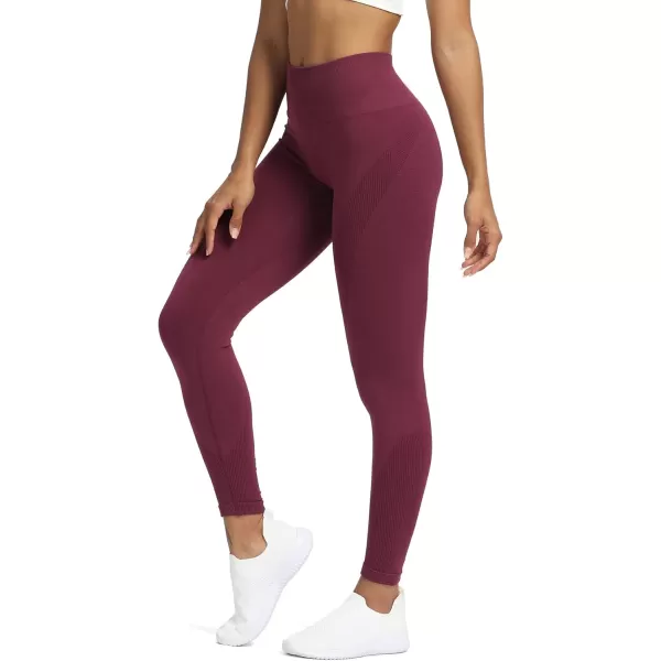 Aoxjox Seamless Legging for Women Carbon Tummy Control Workout Gym Sport Active Yoga Fitness PantsGrape Red