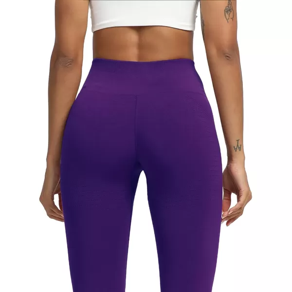 Aoxjox Seamless Legging for Women Carbon Tummy Control Workout Gym Sport Active Yoga Fitness PantsPetunia Purple