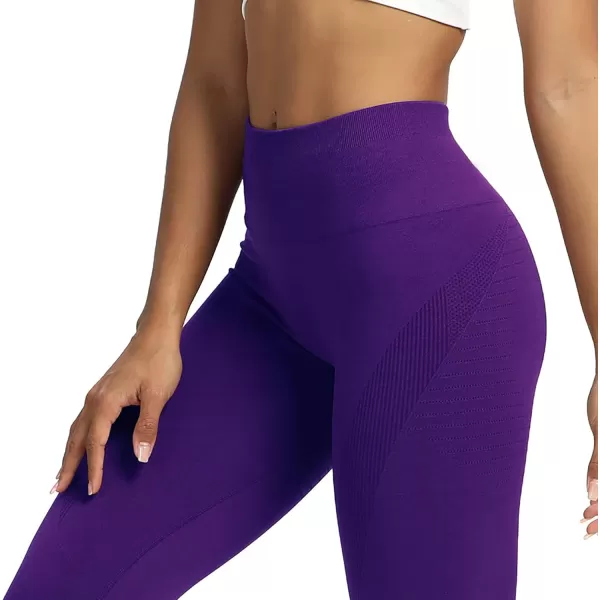 Aoxjox Seamless Legging for Women Carbon Tummy Control Workout Gym Sport Active Yoga Fitness PantsPetunia Purple