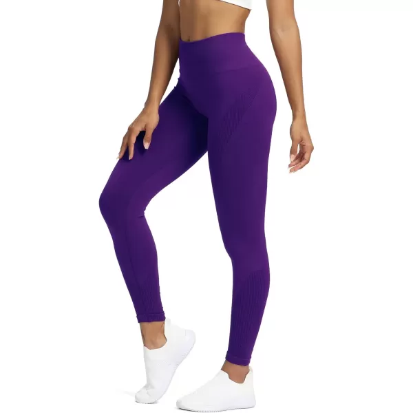 Aoxjox Seamless Legging for Women Carbon Tummy Control Workout Gym Sport Active Yoga Fitness PantsPetunia Purple