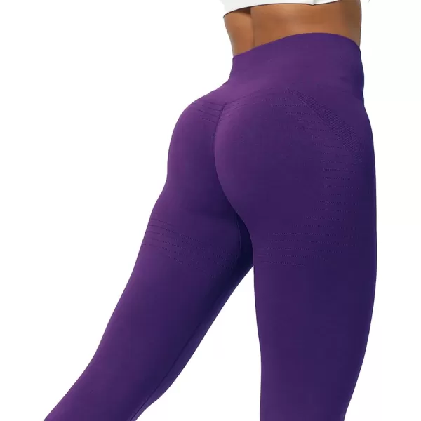 Aoxjox Seamless Legging for Women Carbon Tummy Control Workout Gym Sport Active Yoga Fitness PantsPetunia Purple