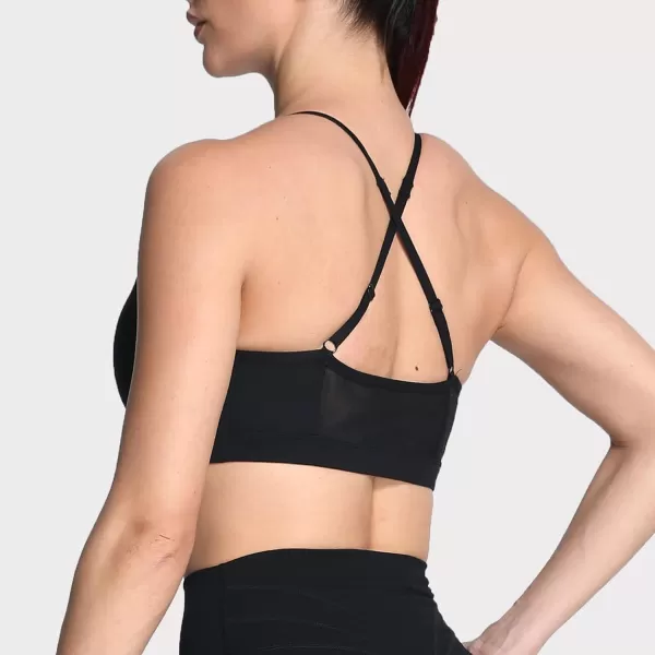 Aoxjox Sports Bras for Women Workout Fitness Ruched Training Baddie Cross Back Yoga Crop Tank TopA Black
