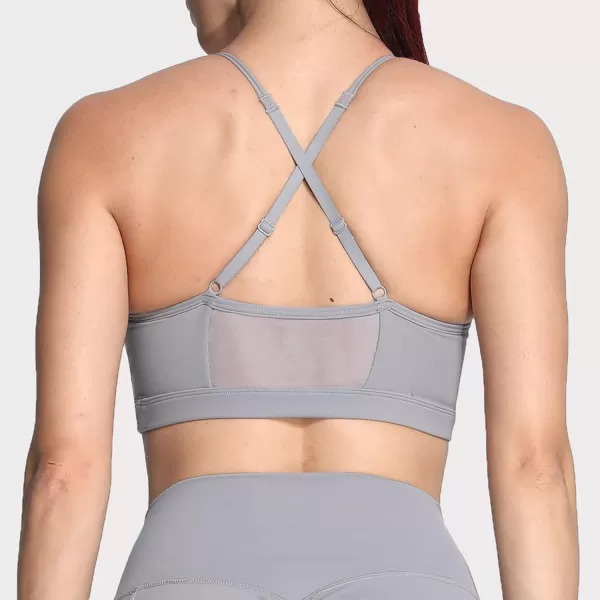Aoxjox Sports Bras for Women Workout Fitness Ruched Training Baddie Cross Back Yoga Crop Tank TopGrey