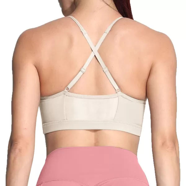 Aoxjox Sports Bras for Women Workout Fitness Ruched Training Baddie Cross Back Yoga Crop Tank TopMink