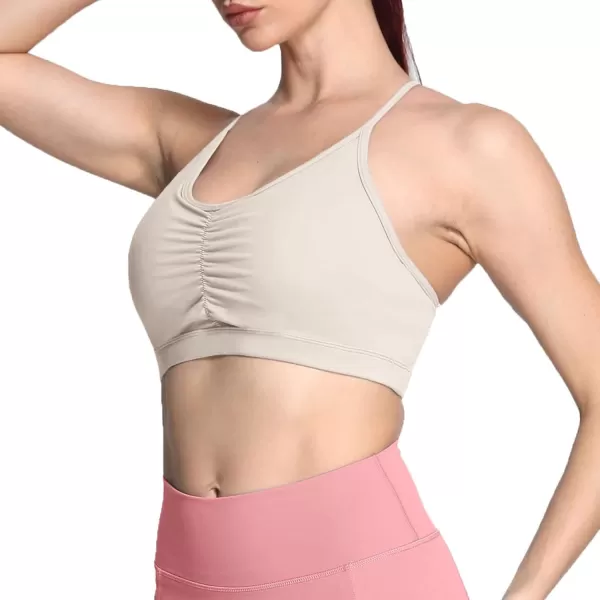 Aoxjox Sports Bras for Women Workout Fitness Ruched Training Baddie Cross Back Yoga Crop Tank TopMink