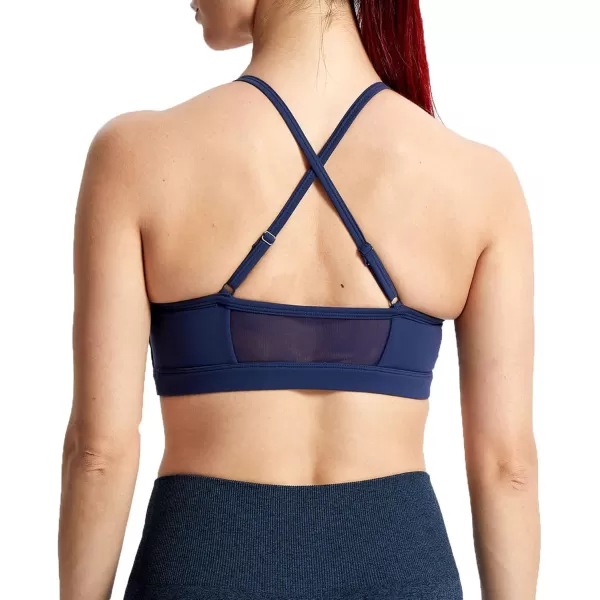 Aoxjox Sports Bras for Women Workout Fitness Ruched Training Baddie Cross Back Yoga Crop Tank TopNavy