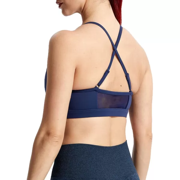 Aoxjox Sports Bras for Women Workout Fitness Ruched Training Baddie Cross Back Yoga Crop Tank TopNavy