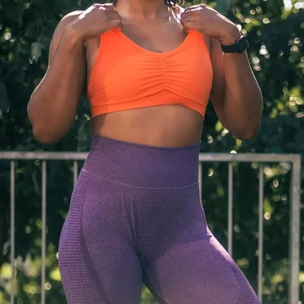 Aoxjox Sports Bras for Women Workout Fitness Ruched Training Baddie Cross Back Yoga Crop Tank TopOrange