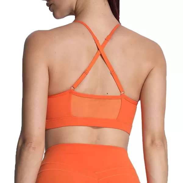 Aoxjox Sports Bras for Women Workout Fitness Ruched Training Baddie Cross Back Yoga Crop Tank TopOrange