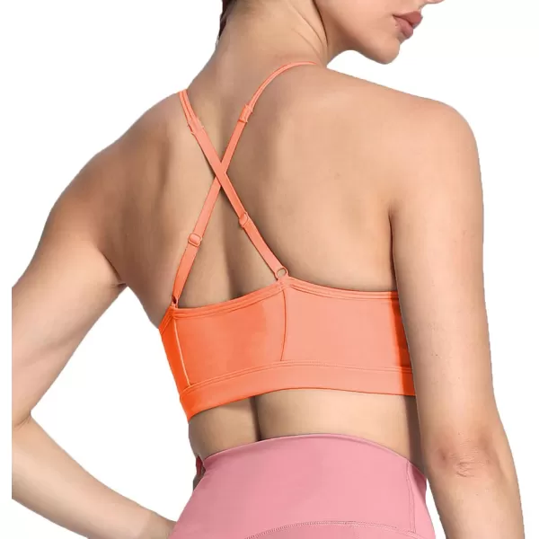 Aoxjox Sports Bras for Women Workout Fitness Ruched Training Baddie Cross Back Yoga Crop Tank TopPapaya