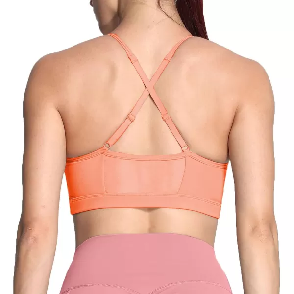 Aoxjox Sports Bras for Women Workout Fitness Ruched Training Baddie Cross Back Yoga Crop Tank TopPapaya