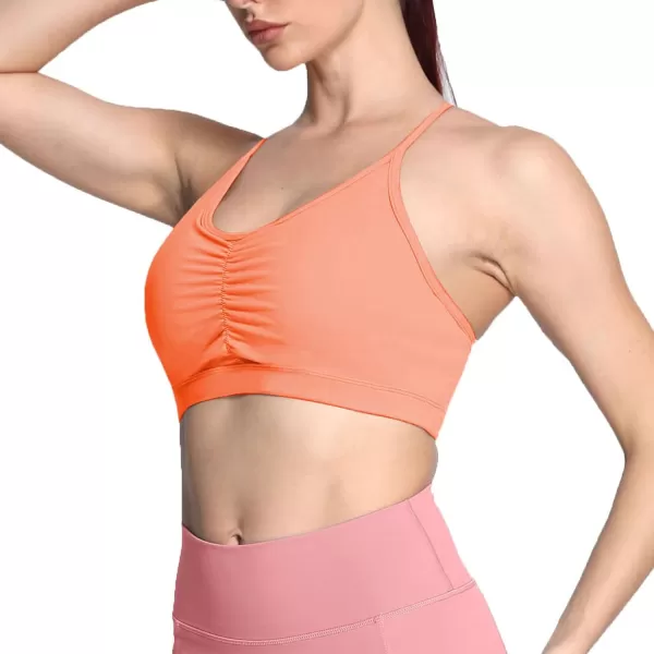 Aoxjox Sports Bras for Women Workout Fitness Ruched Training Baddie Cross Back Yoga Crop Tank TopPapaya