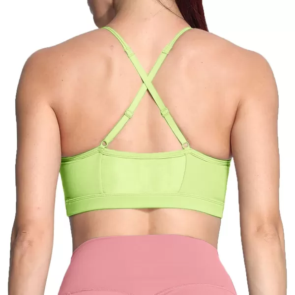 Aoxjox Sports Bras for Women Workout Fitness Ruched Training Baddie Cross Back Yoga Crop Tank TopParadise Green