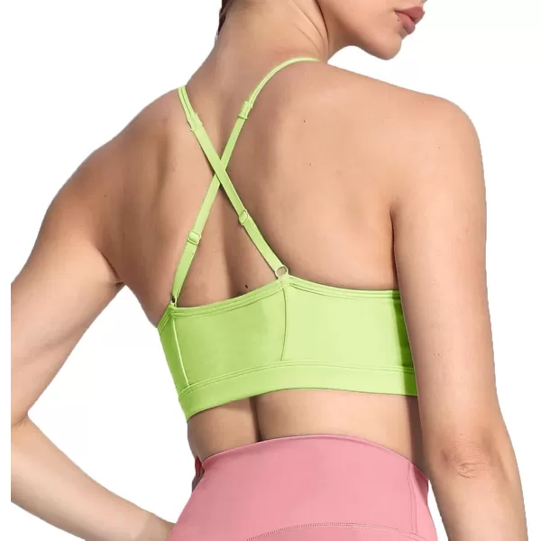 Aoxjox Sports Bras for Women Workout Fitness Ruched Training Baddie Cross Back Yoga Crop Tank TopParadise Green