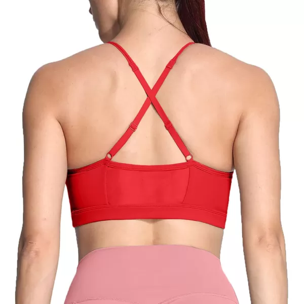 Aoxjox Sports Bras for Women Workout Fitness Ruched Training Baddie Cross Back Yoga Crop Tank TopRacing Red