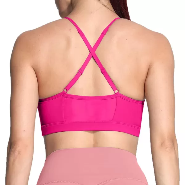 Aoxjox Sports Bras for Women Workout Fitness Ruched Training Baddie Cross Back Yoga Crop Tank TopRose Red