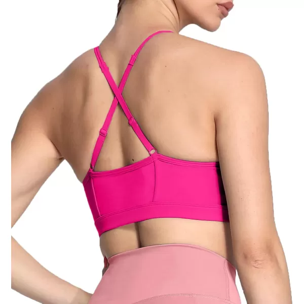 Aoxjox Sports Bras for Women Workout Fitness Ruched Training Baddie Cross Back Yoga Crop Tank TopRose Red