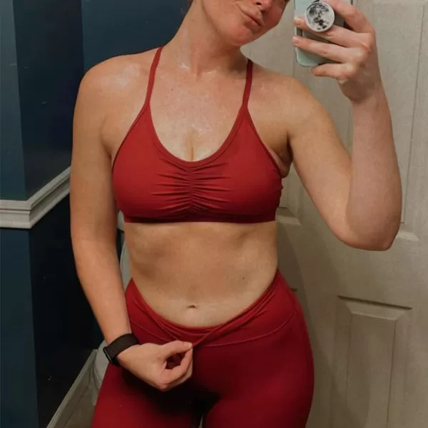 Aoxjox Sports Bras for Women Workout Fitness Ruched Training Baddie Cross Back Yoga Crop Tank TopRumba Red