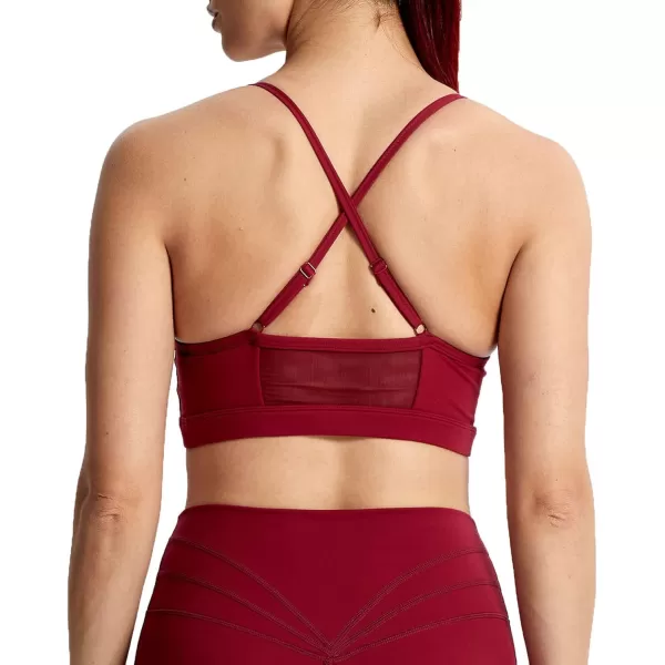 Aoxjox Sports Bras for Women Workout Fitness Ruched Training Baddie Cross Back Yoga Crop Tank TopRumba Red