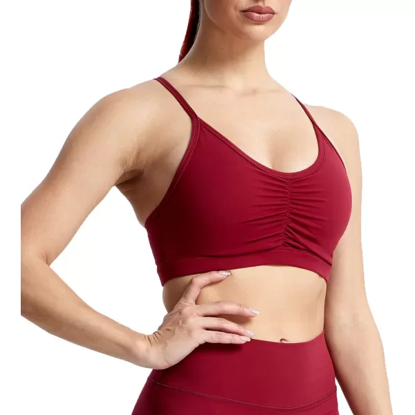 Aoxjox Sports Bras for Women Workout Fitness Ruched Training Baddie Cross Back Yoga Crop Tank TopRumba Red