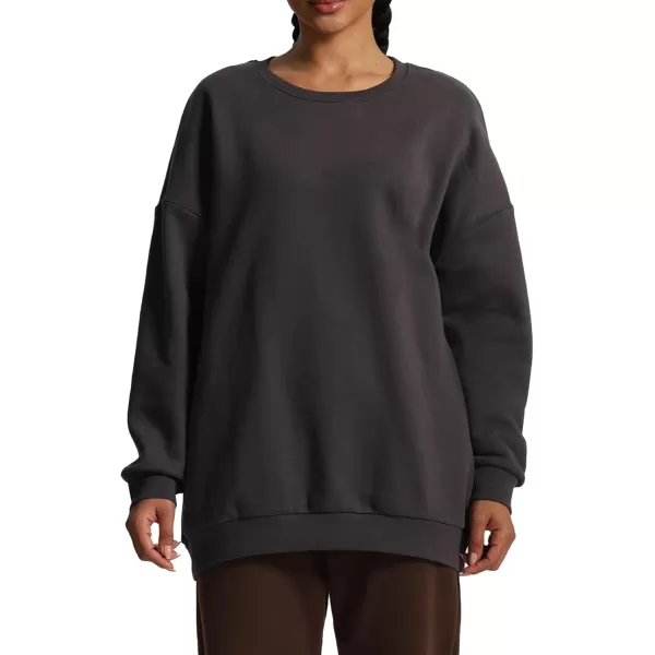 Aoxjox Womens Fleece Classic Crewneck Oversized Cloud SweatshirtIron Grey