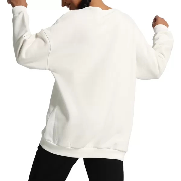 Aoxjox Womens Fleece Classic Crewneck Oversized Cloud SweatshirtWhite