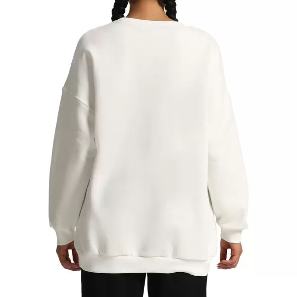 Aoxjox Womens Fleece Classic Crewneck Oversized Cloud SweatshirtWhite