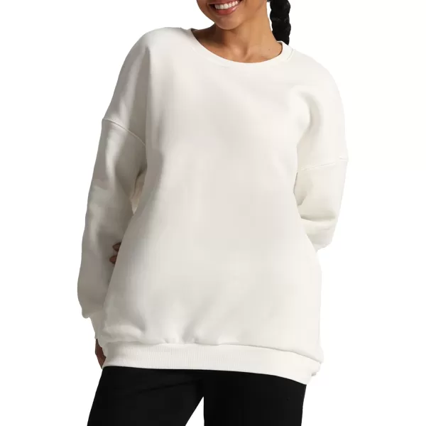 Aoxjox Womens Fleece Classic Crewneck Oversized Cloud SweatshirtWhite