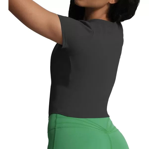 Aoxjox Womens Short Sleeve TShirts GEO Support Workout Gym Yoga Curve Longline Crop TopBlack