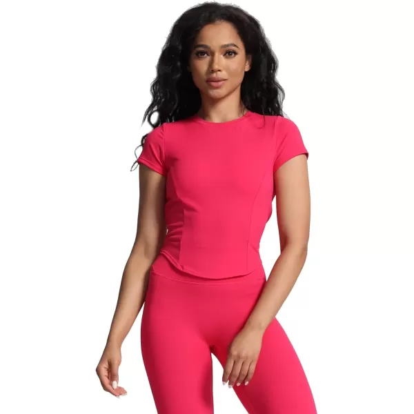 Aoxjox Womens Short Sleeve TShirts GEO Support Workout Gym Yoga Curve Longline Crop TopLove Potion