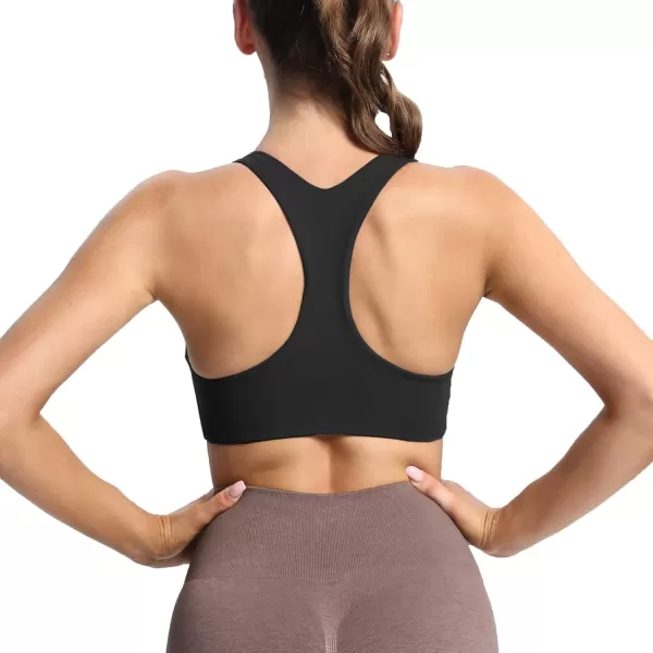 Aoxjox Womens Workout Sports Bras Fitness Backless Padded Define Sculpt Racerback Bra Yoga Crop Tank TopBlack 3 Pieces Pack