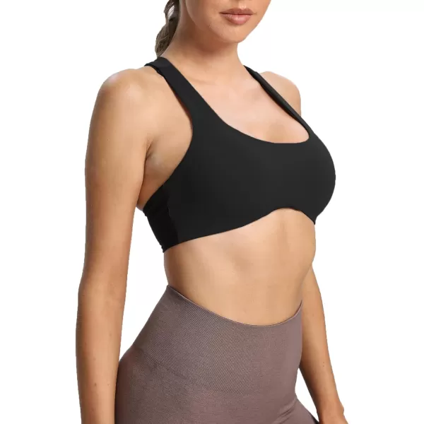 Aoxjox Womens Workout Sports Bras Fitness Backless Padded Define Sculpt Racerback Bra Yoga Crop Tank TopBlack 3 Pieces Pack