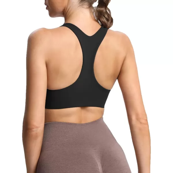 Aoxjox Womens Workout Sports Bras Fitness Backless Padded Define Sculpt Racerback Bra Yoga Crop Tank TopBlack 3 Pieces Pack