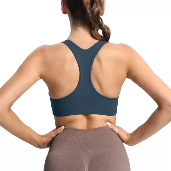 Aoxjox Womens Workout Sports Bras Fitness Backless Padded Define Sculpt Racerback Bra Yoga Crop Tank TopBlueberry