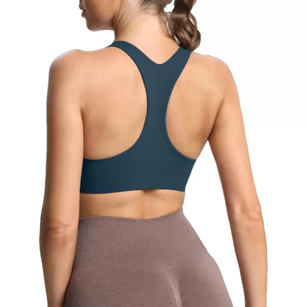 Aoxjox Womens Workout Sports Bras Fitness Backless Padded Define Sculpt Racerback Bra Yoga Crop Tank TopBlueberry