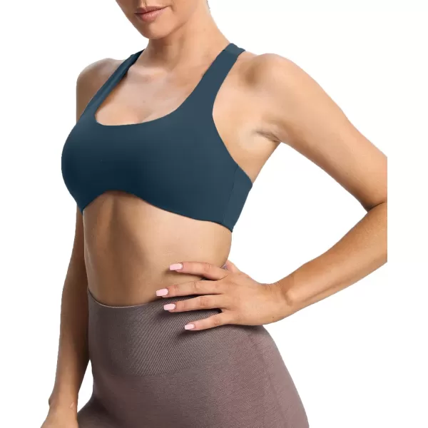 Aoxjox Womens Workout Sports Bras Fitness Backless Padded Define Sculpt Racerback Bra Yoga Crop Tank TopBlueberry