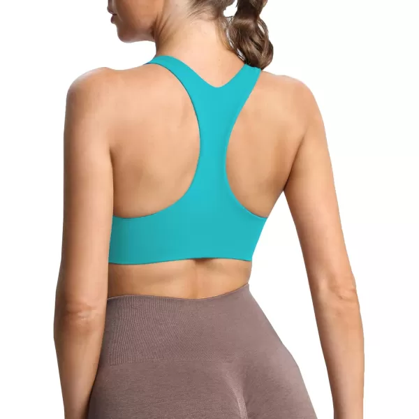 Aoxjox Womens Workout Sports Bras Fitness Backless Padded Define Sculpt Racerback Bra Yoga Crop Tank TopCascade Blue