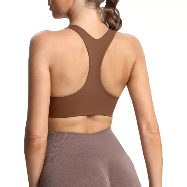 Aoxjox Womens Workout Sports Bras Fitness Backless Padded Define Sculpt Racerback Bra Yoga Crop Tank TopDandelion Brown