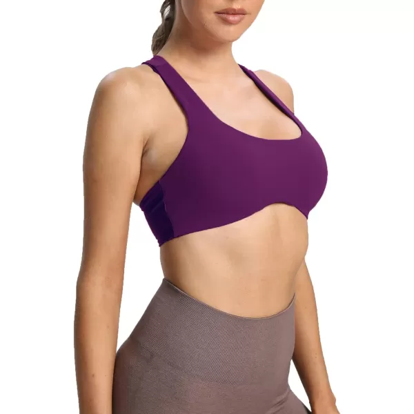 Aoxjox Womens Workout Sports Bras Fitness Backless Padded Define Sculpt Racerback Bra Yoga Crop Tank TopDark Purple