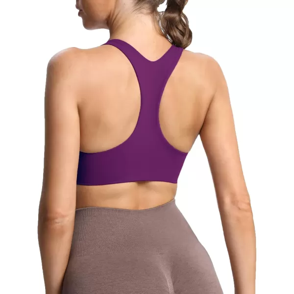 Aoxjox Womens Workout Sports Bras Fitness Backless Padded Define Sculpt Racerback Bra Yoga Crop Tank TopDark Purple