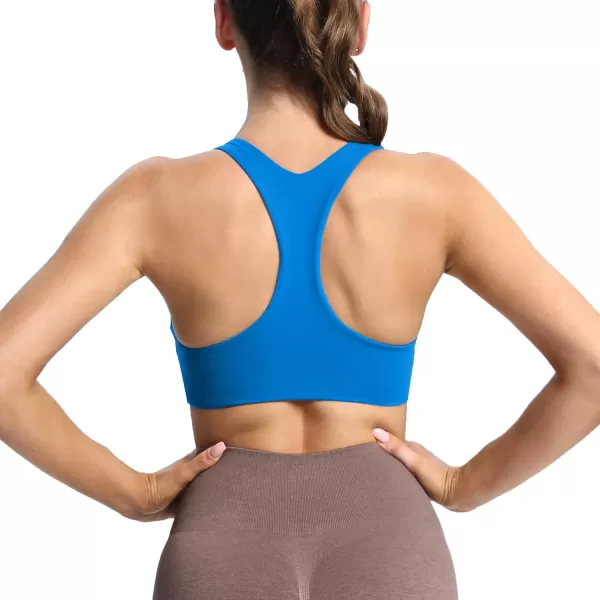 Aoxjox Womens Workout Sports Bras Fitness Backless Padded Define Sculpt Racerback Bra Yoga Crop Tank TopDirectoire Blue