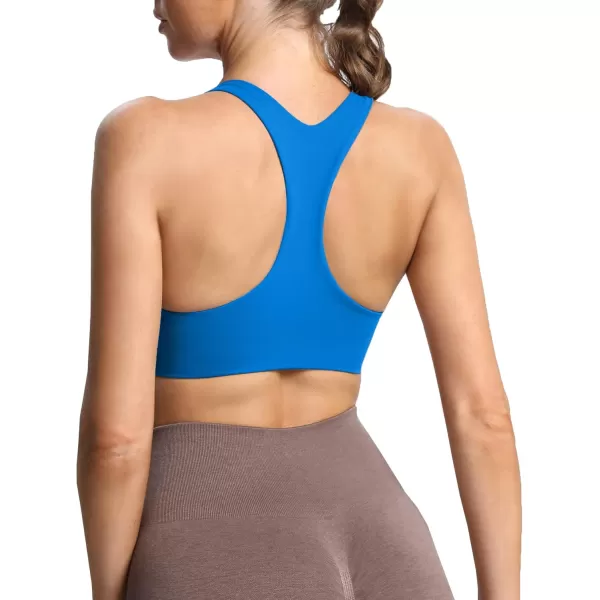 Aoxjox Womens Workout Sports Bras Fitness Backless Padded Define Sculpt Racerback Bra Yoga Crop Tank TopDirectoire Blue