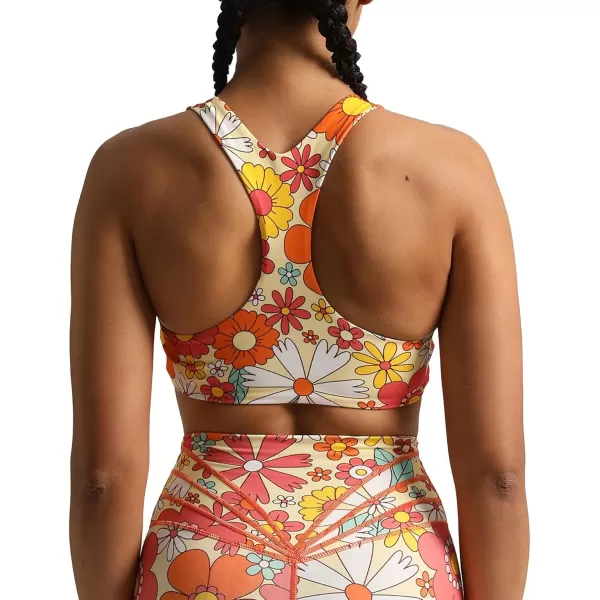 Aoxjox Womens Workout Sports Bras Fitness Backless Padded Define Sculpt Racerback Bra Yoga Crop Tank TopFlower Print