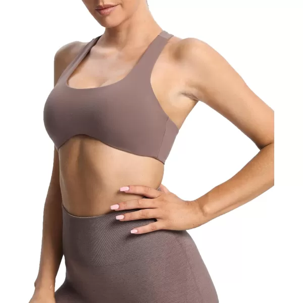 Aoxjox Womens Workout Sports Bras Fitness Backless Padded Define Sculpt Racerback Bra Yoga Crop Tank TopFudge Coffee