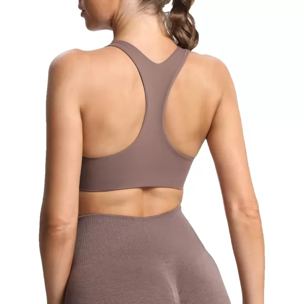 Aoxjox Womens Workout Sports Bras Fitness Backless Padded Define Sculpt Racerback Bra Yoga Crop Tank TopFudge Coffee