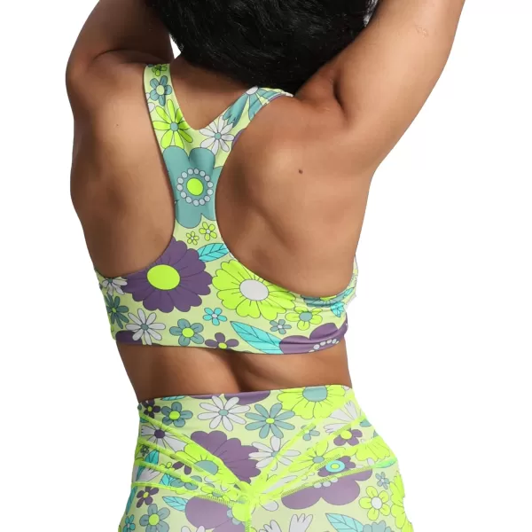 Aoxjox Womens Workout Sports Bras Fitness Backless Padded Define Sculpt Racerback Bra Yoga Crop Tank TopGreen Flower Print