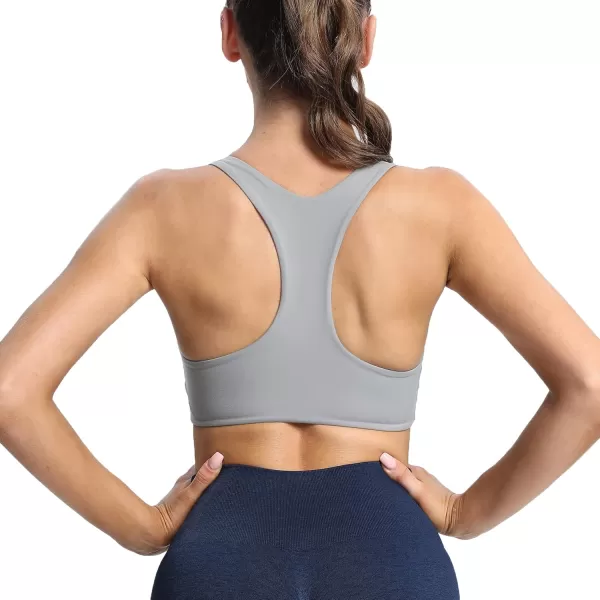 Aoxjox Womens Workout Sports Bras Fitness Backless Padded Define Sculpt Racerback Bra Yoga Crop Tank TopGrey