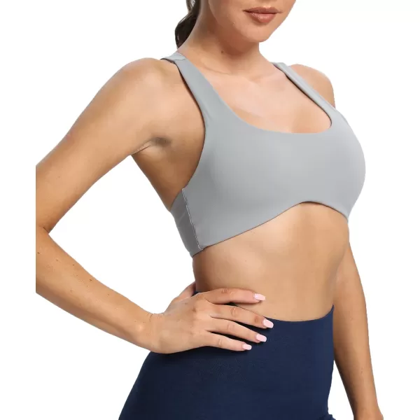 Aoxjox Womens Workout Sports Bras Fitness Backless Padded Define Sculpt Racerback Bra Yoga Crop Tank TopGrey
