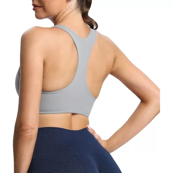 Aoxjox Womens Workout Sports Bras Fitness Backless Padded Define Sculpt Racerback Bra Yoga Crop Tank TopGrey